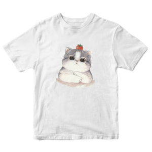 Cat with cherry tomato t-shirt