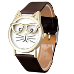 Load image into Gallery viewer, Cat with glasses watch - brown
