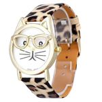 Load image into Gallery viewer, Cat with glasses watch - leopard print
