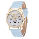 Load image into Gallery viewer, Cat with glasses watch - light blue
