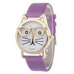 Load image into Gallery viewer, Cat with glasses watch - purple
