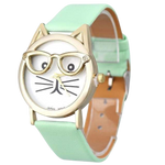 Load image into Gallery viewer, Cat with glasses watch - seafoam
