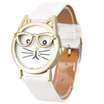 Load image into Gallery viewer, Cat with glasses watch - white
