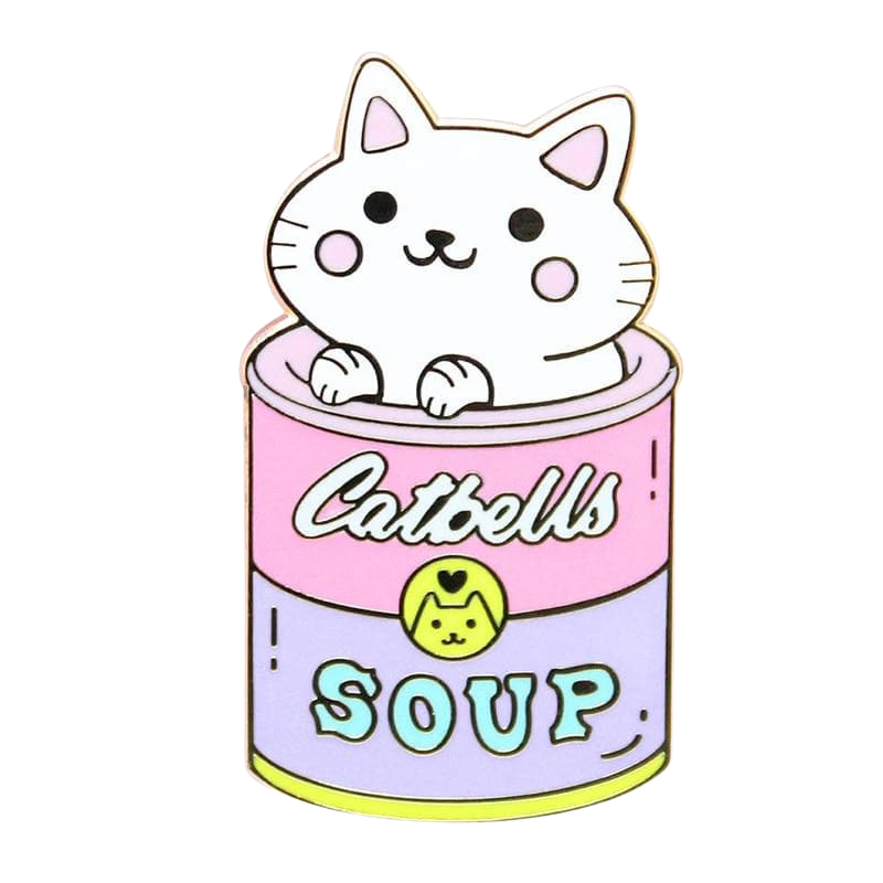 Catbells Soup can lapel and jacket pin