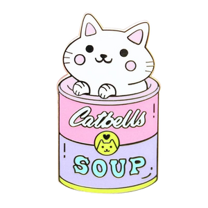 Catbells Soup can lapel and jacket pin