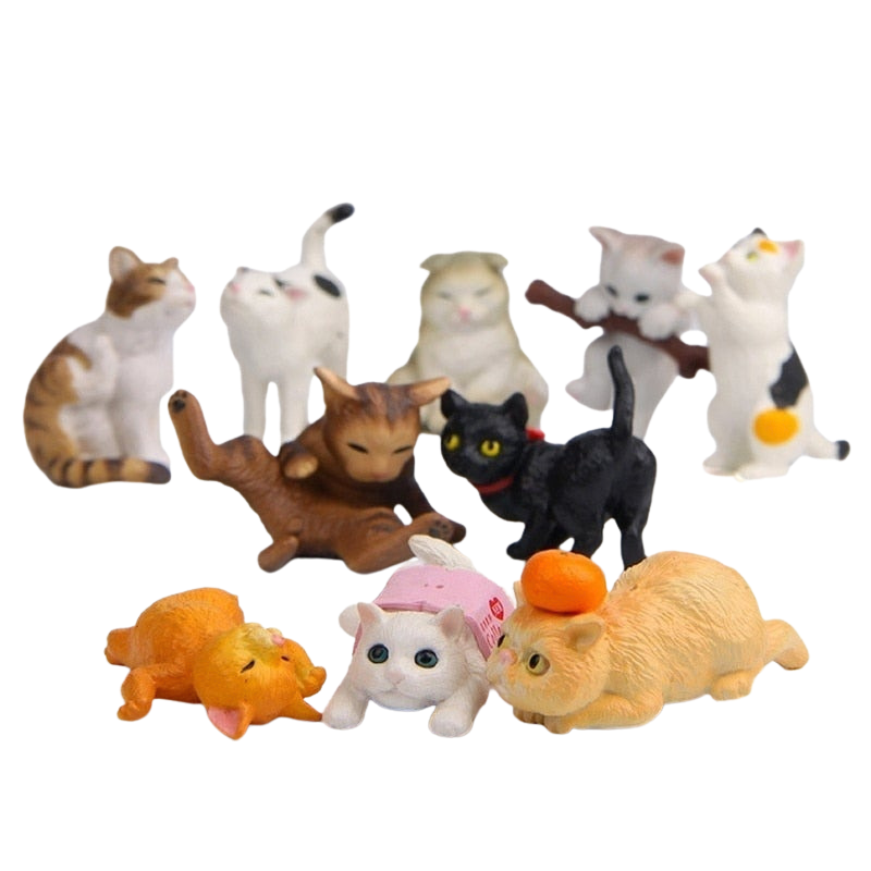 Cats in various poses figurines (10pcs)