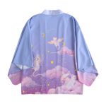 Load image into Gallery viewer, Cats with wings kimono - light purple
