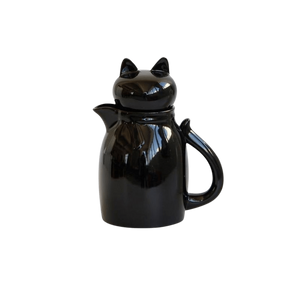 Ceramic cat-shaped jug with lid - black