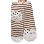 Load image into Gallery viewer, Cotton striped cat socks - brown
