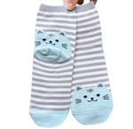 Load image into Gallery viewer, Cotton striped cat socks - grey
