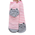 Load image into Gallery viewer, Cotton striped cat socks - pink
