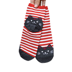 Load image into Gallery viewer, Cotton striped cat socks - red
