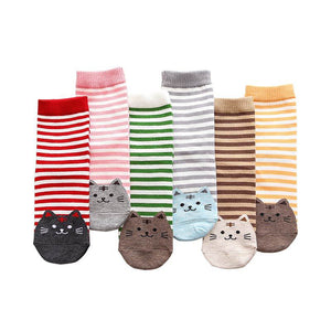 Cotton striped cat socks