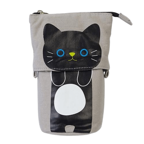 Cute cat canvas pencil case - black