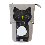 Load image into Gallery viewer, Cute cat canvas pencil case - black
