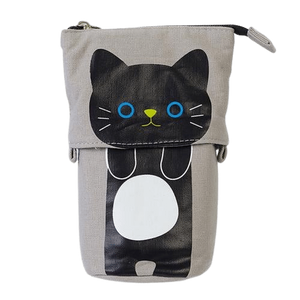 Cute cat canvas pencil case - black