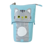 Load image into Gallery viewer, Cute cat canvas pencil case - blue
