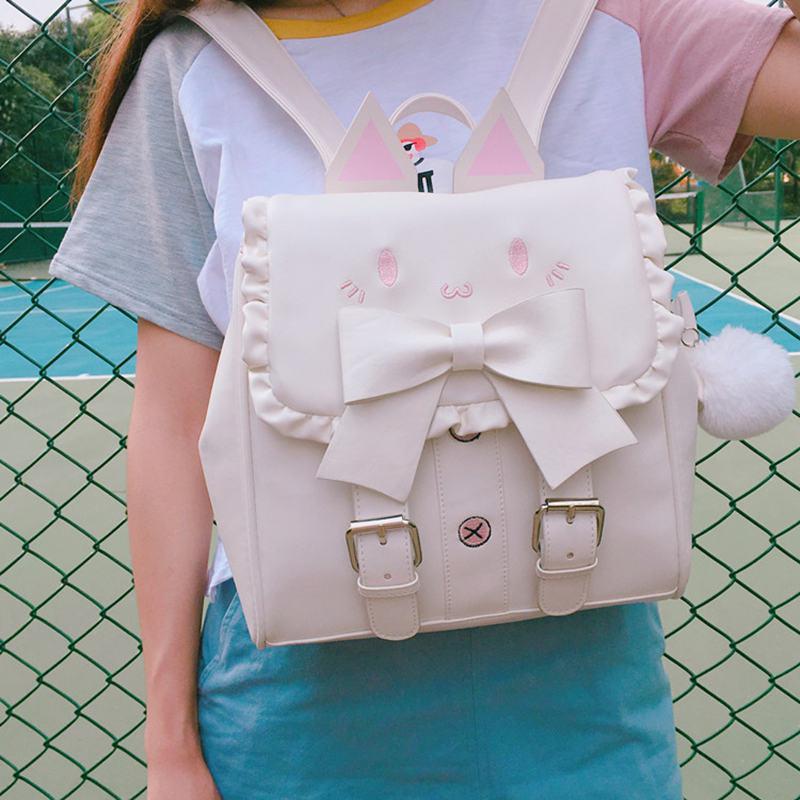 Faux leather Lolita cat backpack