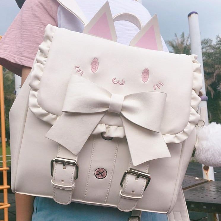 Faux leather Lolita cat backpack