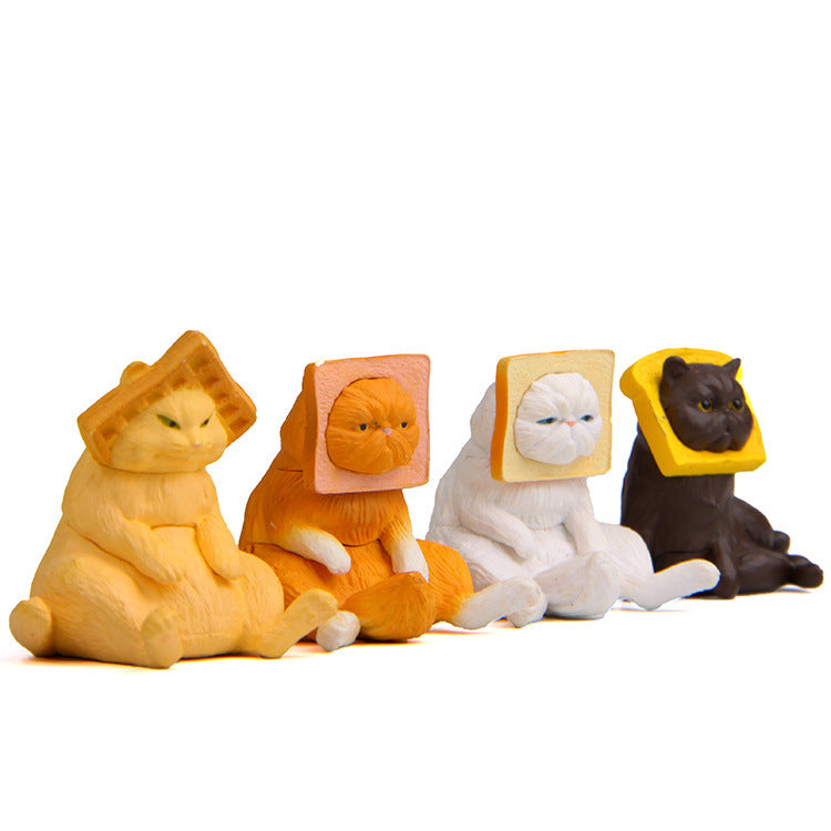 Four funny cats figurines (4pcs)