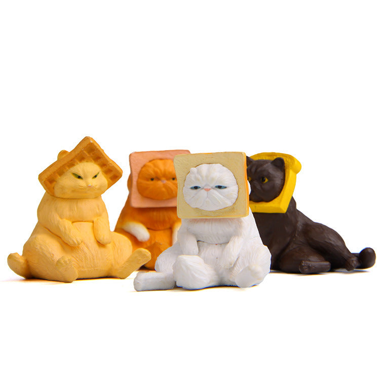 Four funny cats figurines (4pcs)