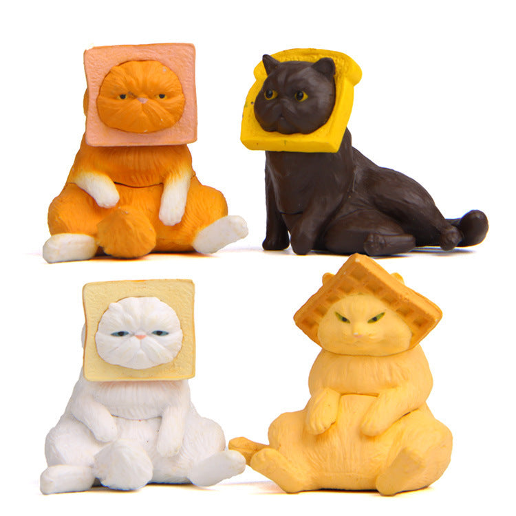 Four funny cats figurines (4pcs)