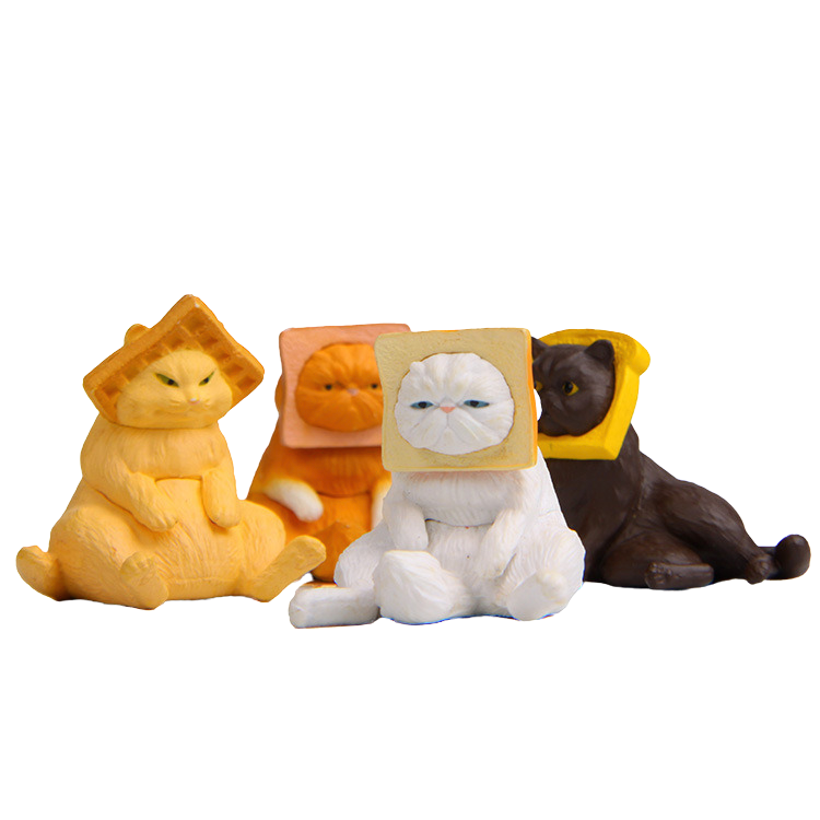 Four funny cats figurines (4pcs)