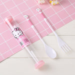 Load image into Gallery viewer, Hello Kitty fork and spoon set - light pink
