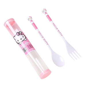 Hello Kitty fork and spoon set - light pink