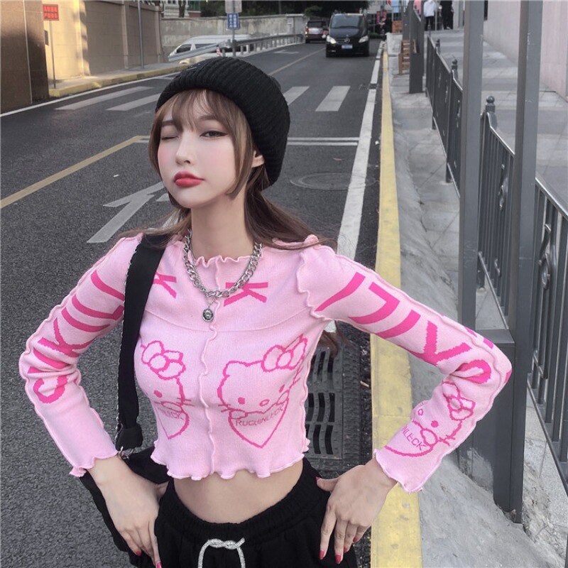 Hello Kitty pink knitted sweater