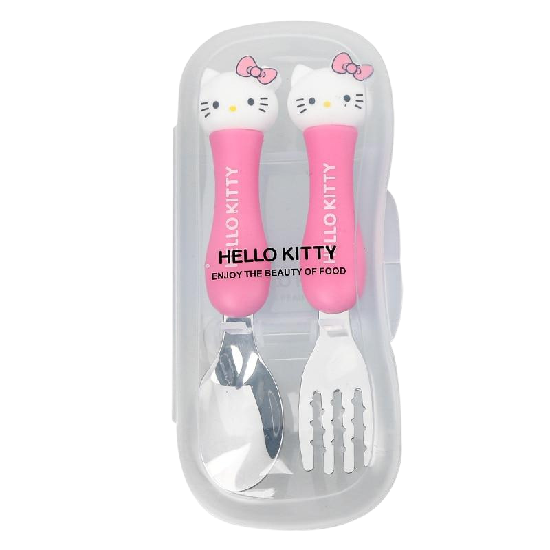 Hello Kitty stainless steel kids' cutlery set - rose red