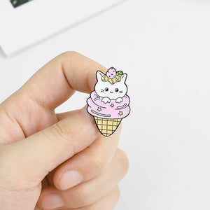 Ice cream cone cat pin