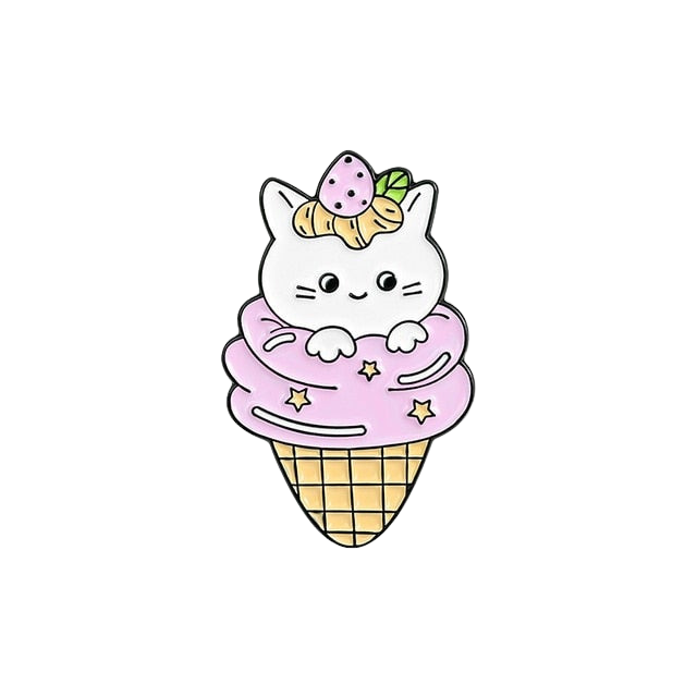 Ice cream cone cat pin - stars