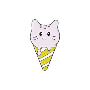 Ice cream cone cat pin - stripes