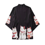 Load image into Gallery viewer, Japanese lucky cats kimono - black
