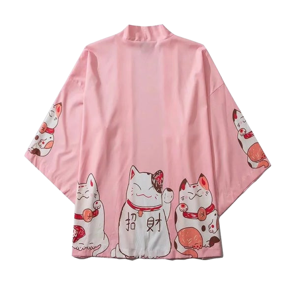 Japanese lucky cats kimono - pink