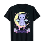 Load image into Gallery viewer, Kawaii pastel goth cat t-shirt - black
