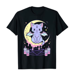 Kawaii pastel goth cat t-shirt - black