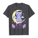 Load image into Gallery viewer, Kawaii pastel goth cat t-shirt - dark grey
