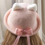 Load image into Gallery viewer, Lolita pink cat ears bowler hat
