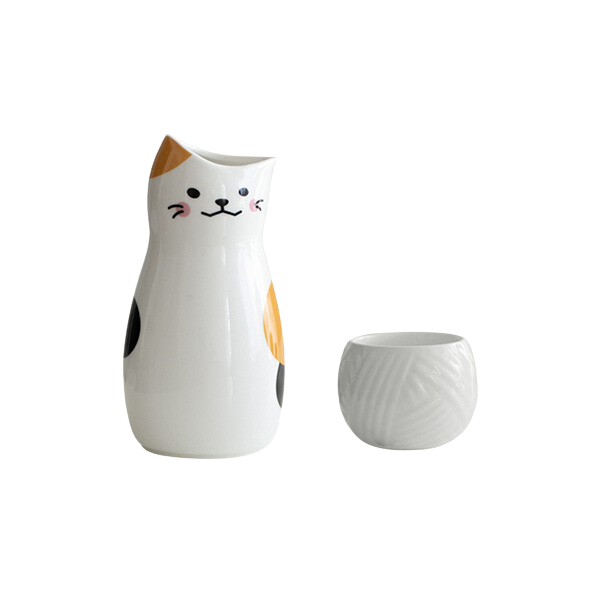 Lucky cat ceramic sake set (3 pieces)