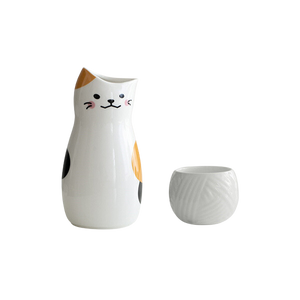 Lucky cat ceramic sake set (3 pieces)