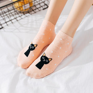 Polka dot cat socks (5 pairs)