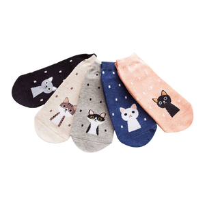 Polka dot cat socks (5 pairs)