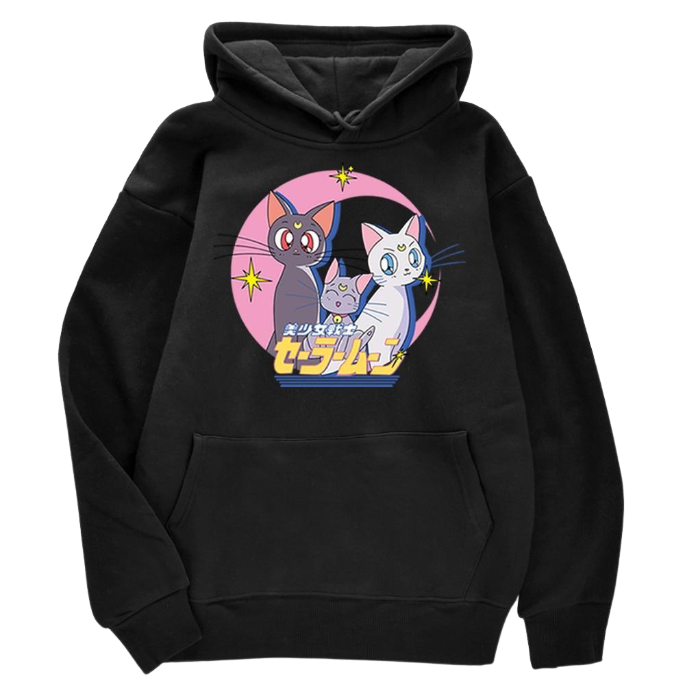 Sailor Moon Luna, Artemis and Diana hoodie - black