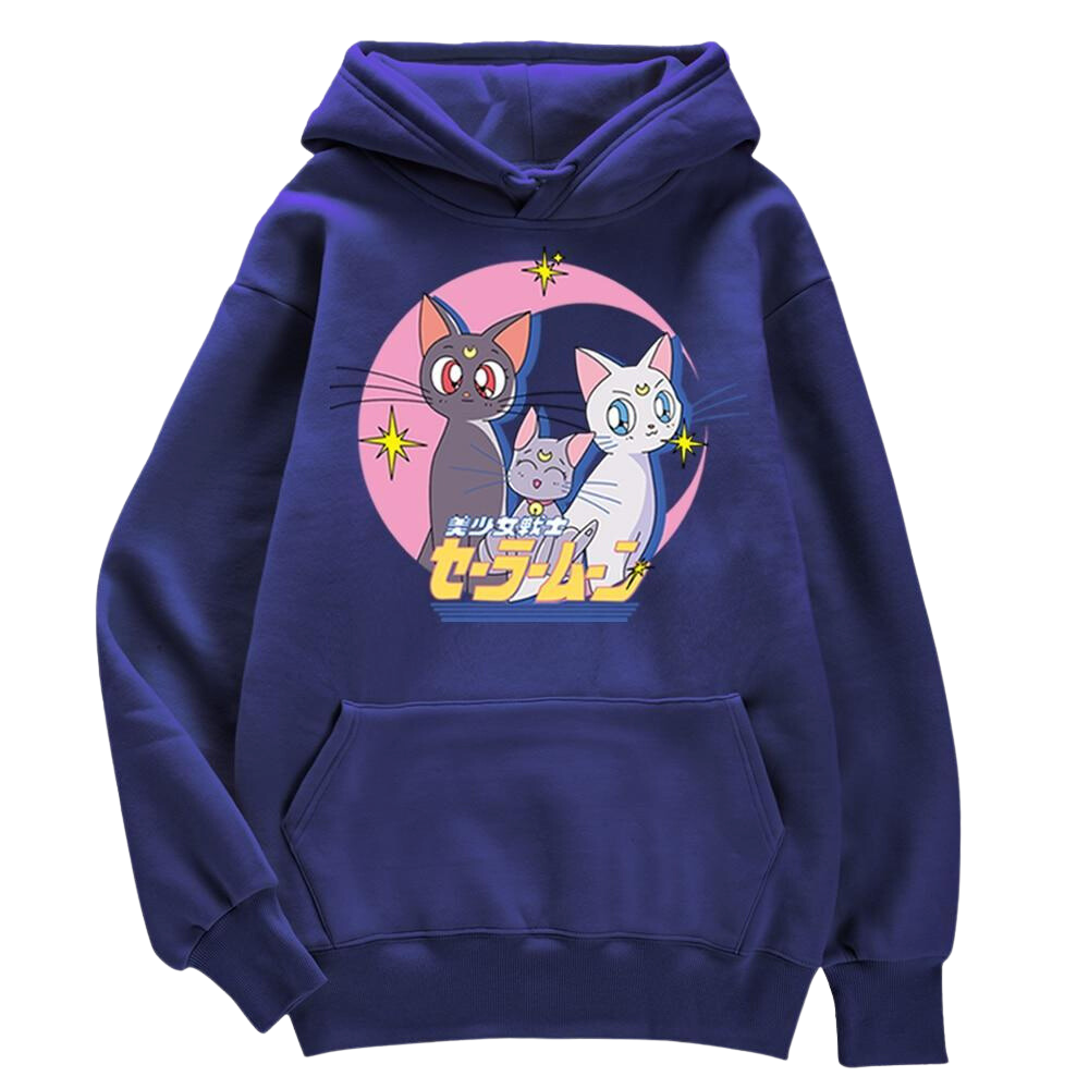 Sailor Moon Luna, Artemis and Diana hoodie - dark blue