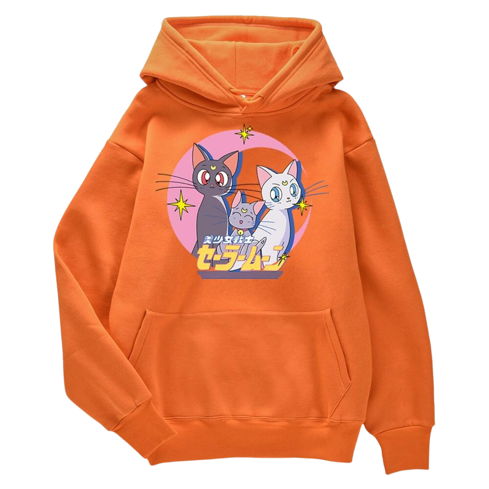 Sailor Moon Luna, Artemis and Diana hoodie - orange