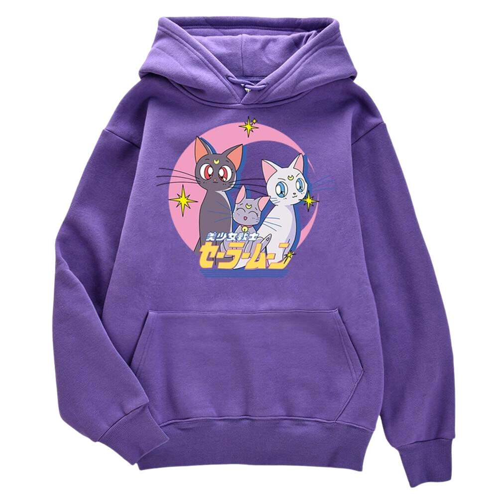 Sailor Moon Luna, Artemis and Diana hoodie - purple