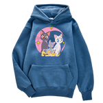 Load image into Gallery viewer, Sailor Moon Luna, Artemis and Diana hoodie - steel blue
