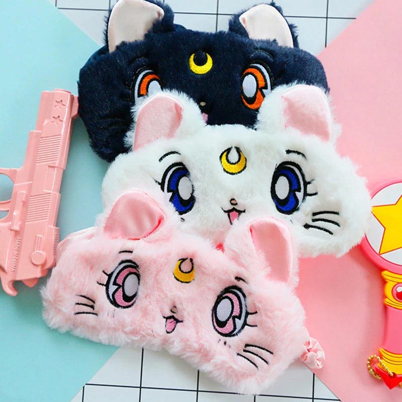 Sailor Moon Luna, Artemis, and Diana plush sleep masks